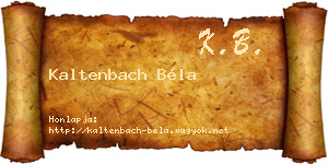 Kaltenbach Béla névjegykártya